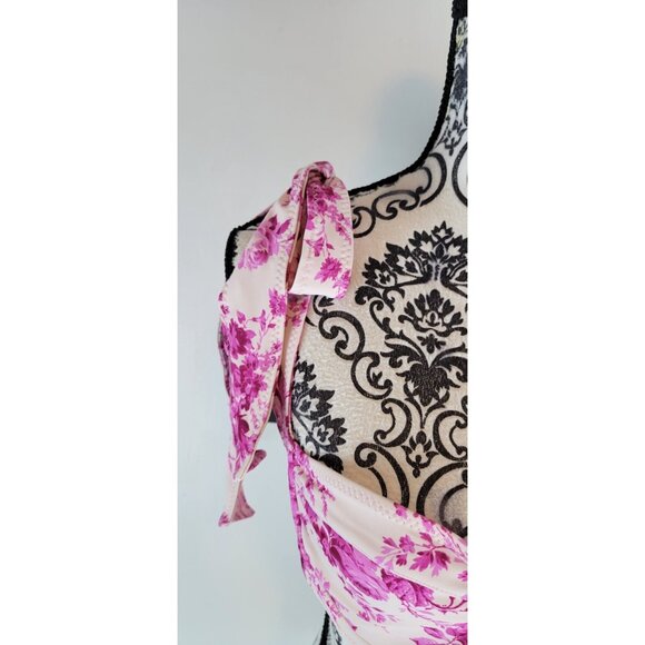 SAME LOS ANGELES BIKINY TOP LARGE WOMENS WHITE/PINk UNDERWIRE FRENCH FLORAL SWIM - Picture 5 of 8